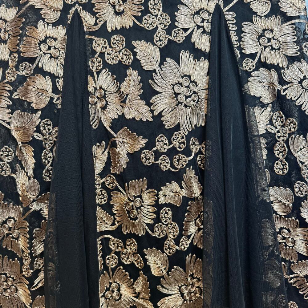 Alex Evenings Black and Gold Lace Maxi Dress - Picture 12 of 15